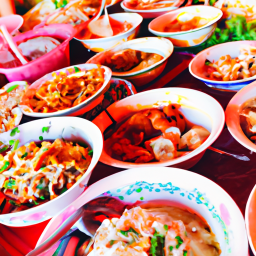 ממרח צבעוני של אוכל רחוב תאילנדי